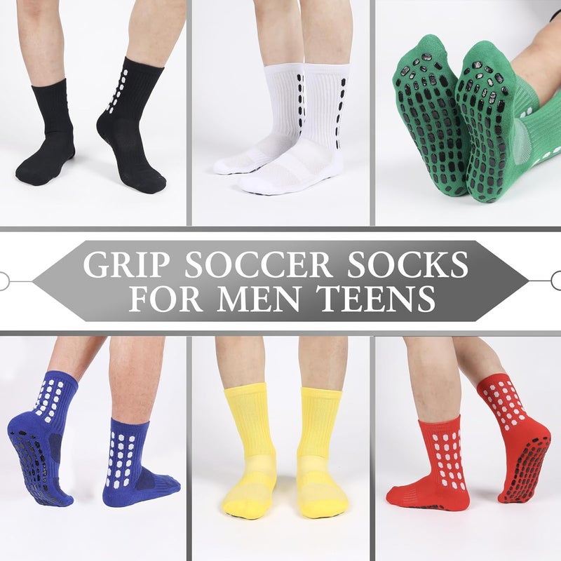 Barrlves Store 6 Pairs Grip Soccer Socks Colorful Non Slip Sports Football Basketball Hospital Yoga Socks for Men Women - Image 5